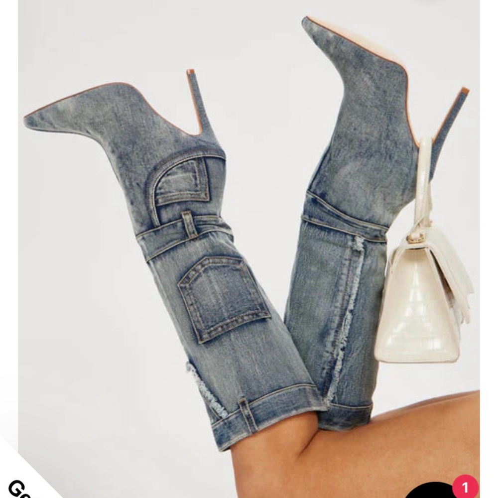 Denim boots